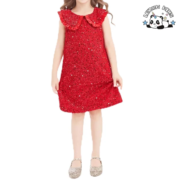 LEZONKIDS - Vestido de Lantejoulas Brilhantes de Alta Qualidade para Meninas, Vestidos de Princesa para Festa de Promoção para Crianças de 3 a 8 Anos